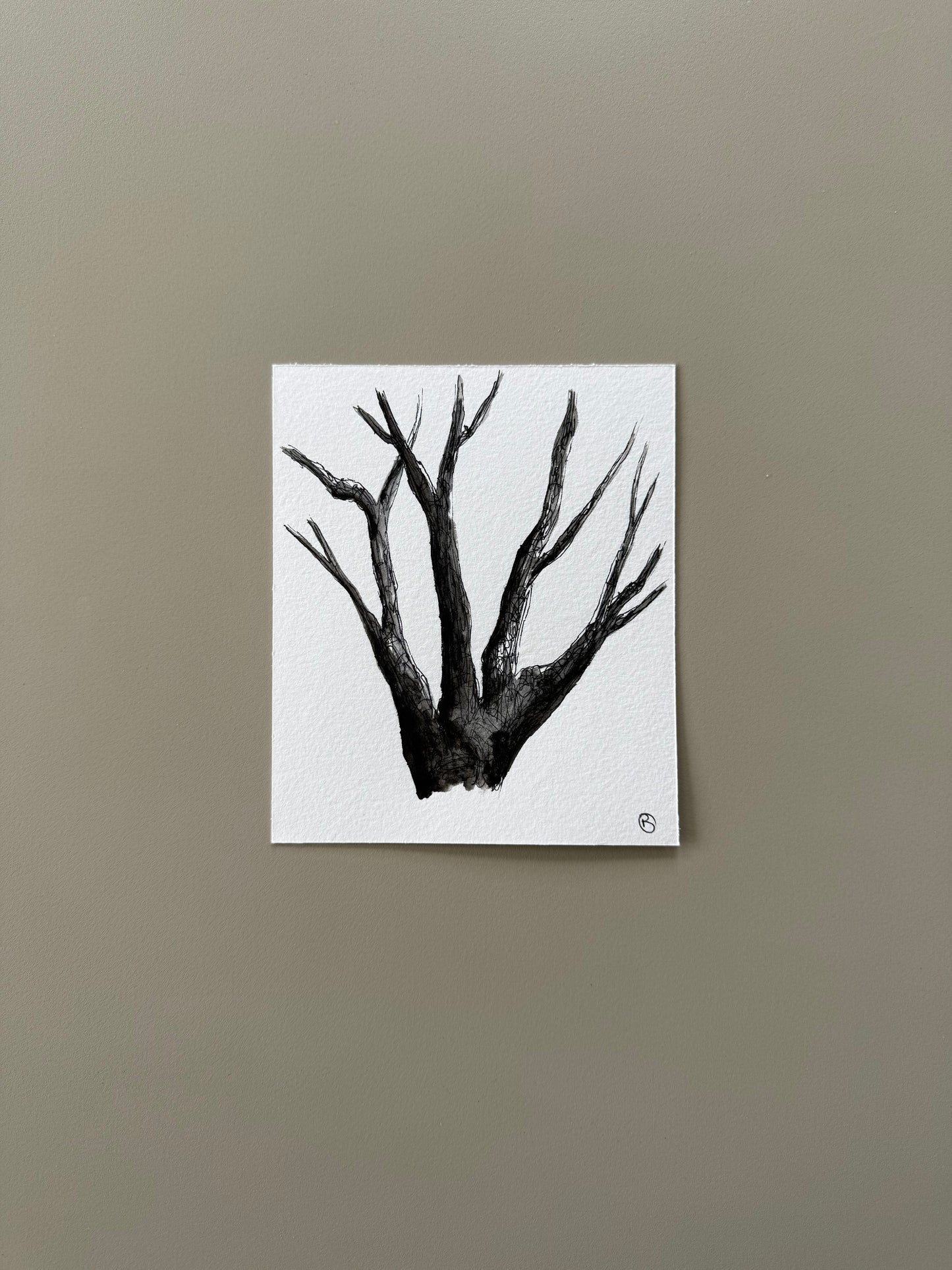 Mini tree study on paper