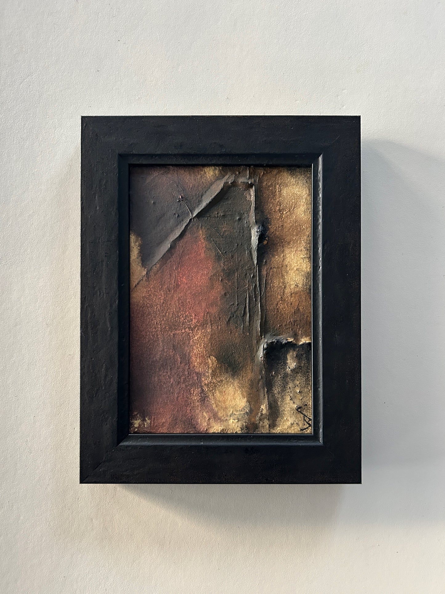Framed abstract artwork inspired by Norse markings, featuring textured layers, earthy tones, and a raw yet sophisticated design. A unique one-of-a-kind piece that captures the essence of nature and ancient craftmanship.