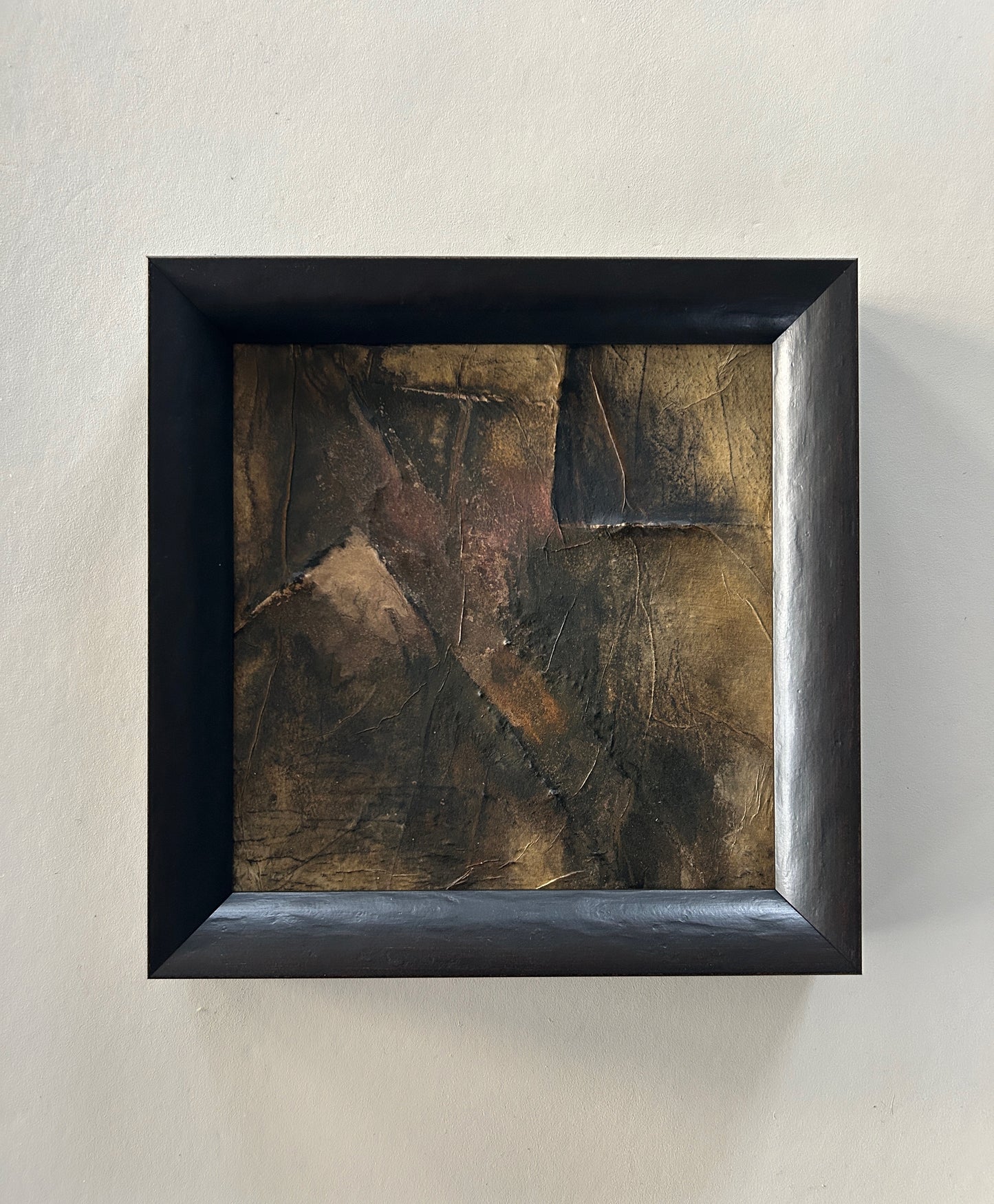 Framed abstract artwork inspired by Norse markings, featuring textured layers, earthy tones, and a raw yet sophisticated design. A unique one-of-a-kind piece that captures the essence of nature and ancient craftmanship.