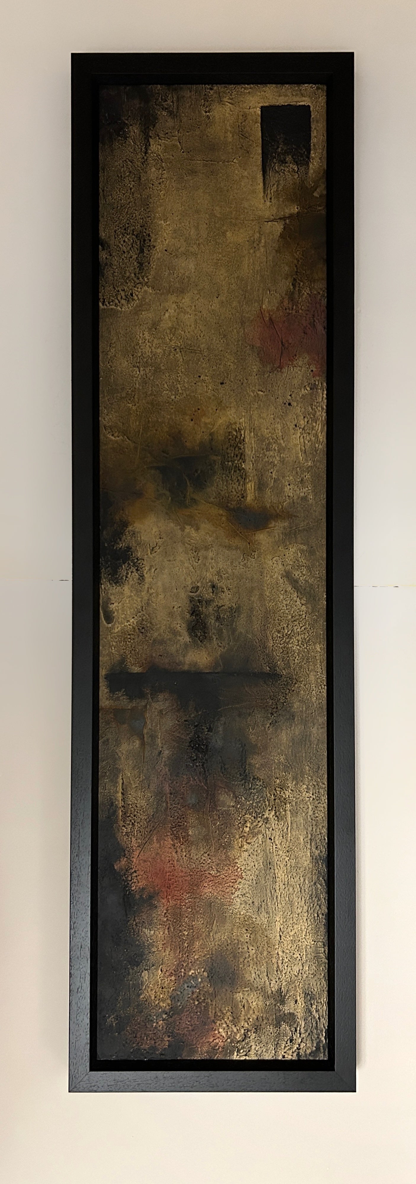 Framed abstract artwork inspired by Norse markings, featuring textured layers, earthy tones, and a raw yet sophisticated design. A unique one-of-a-kind piece that captures the essence of nature and ancient craftmanship.