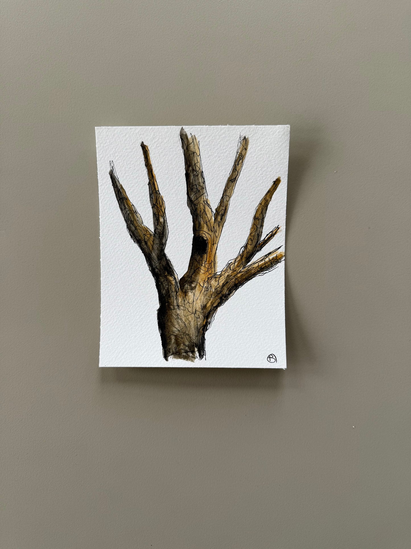 Mini tree study on paper