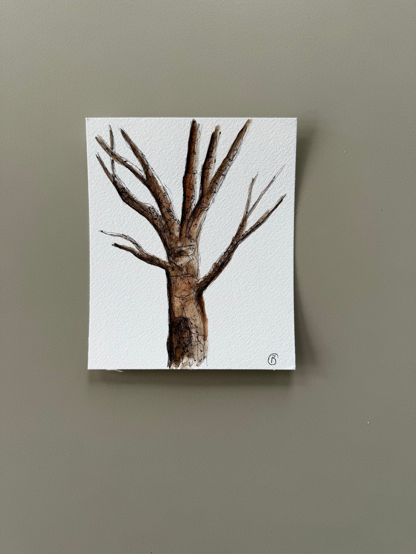 Mini tree study on paper