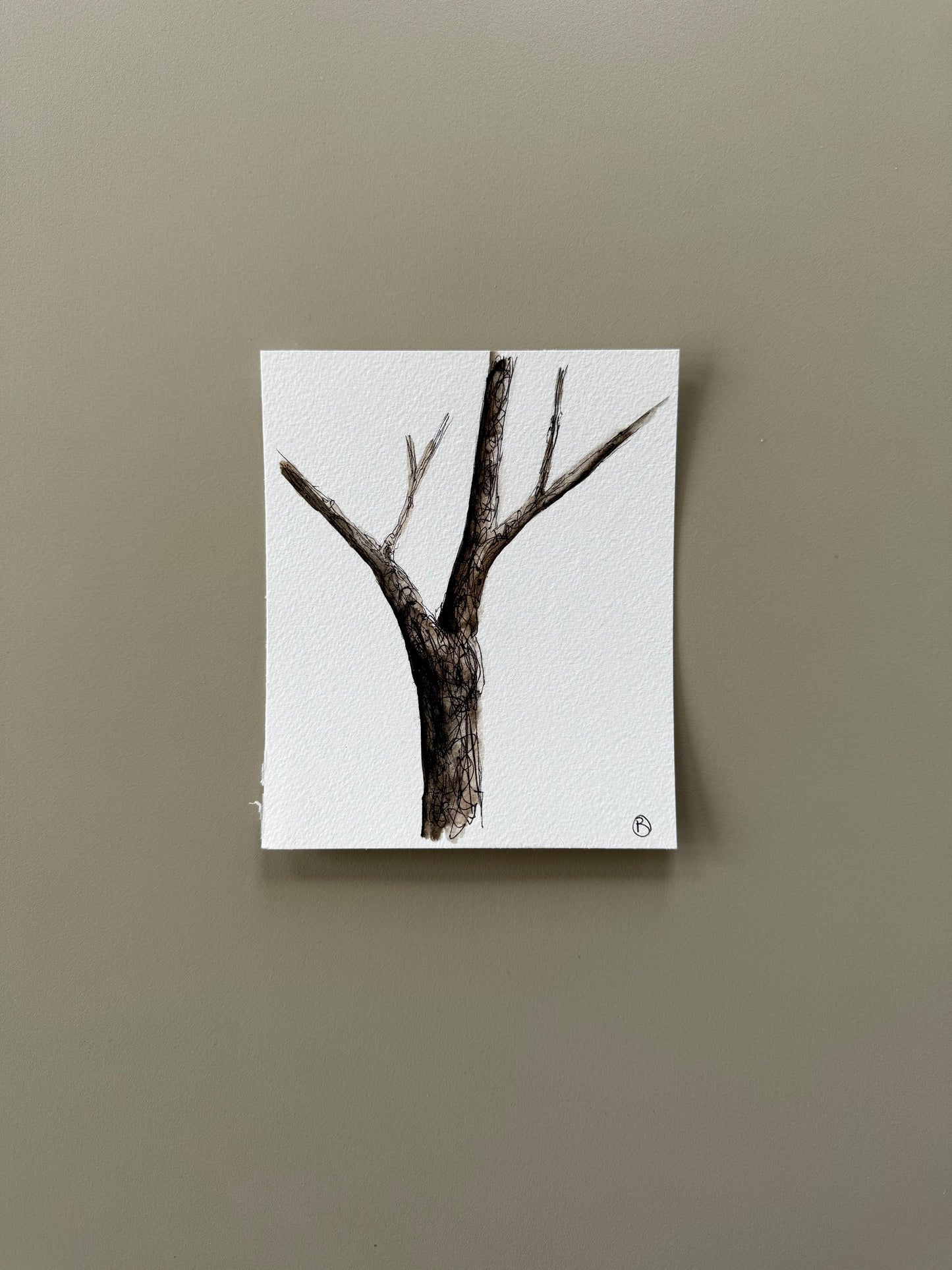 Mini tree study on paper